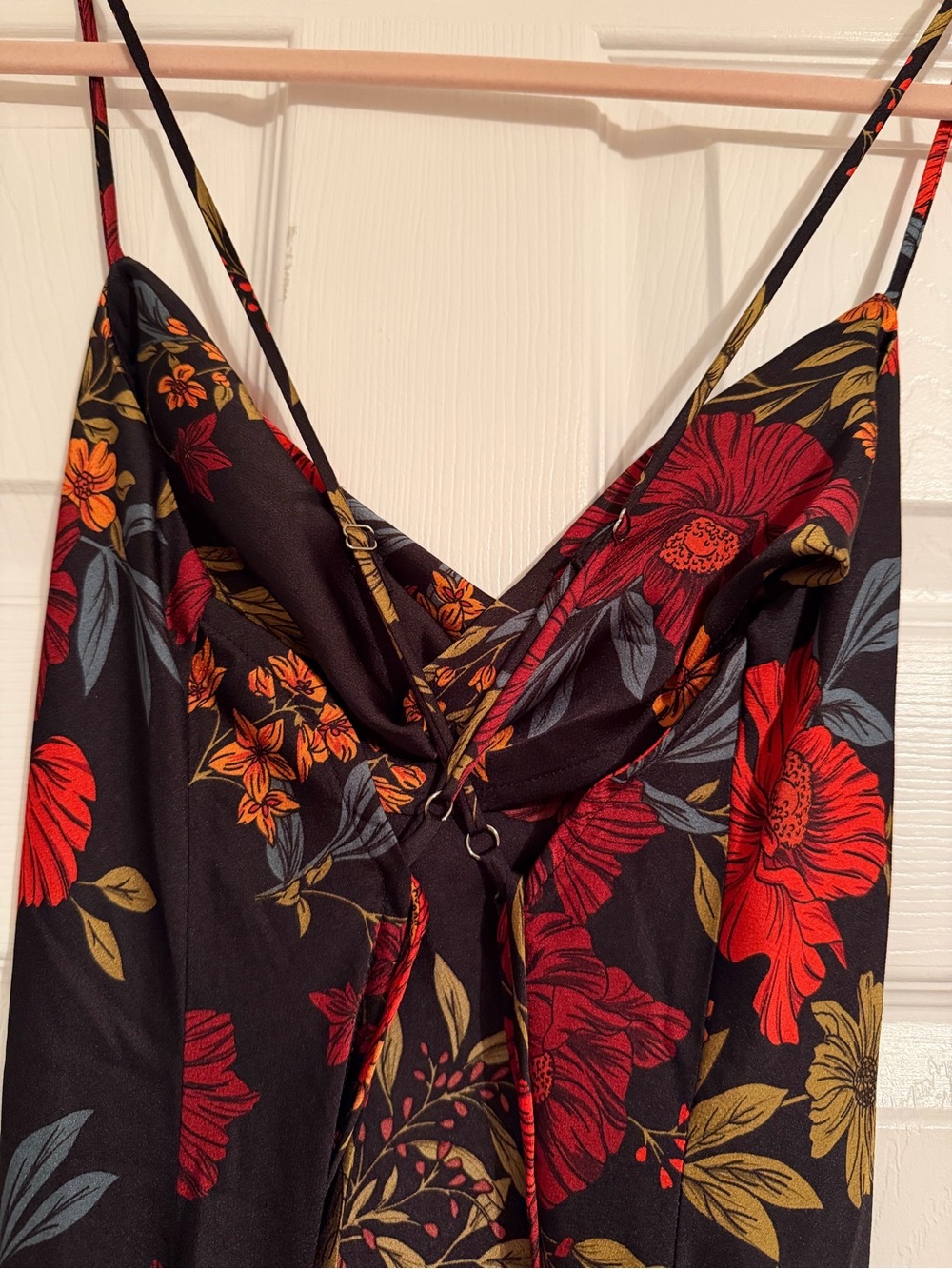 12th Tribe Black Maxi Slip Dress with Floral Print - Picture 3 of 5